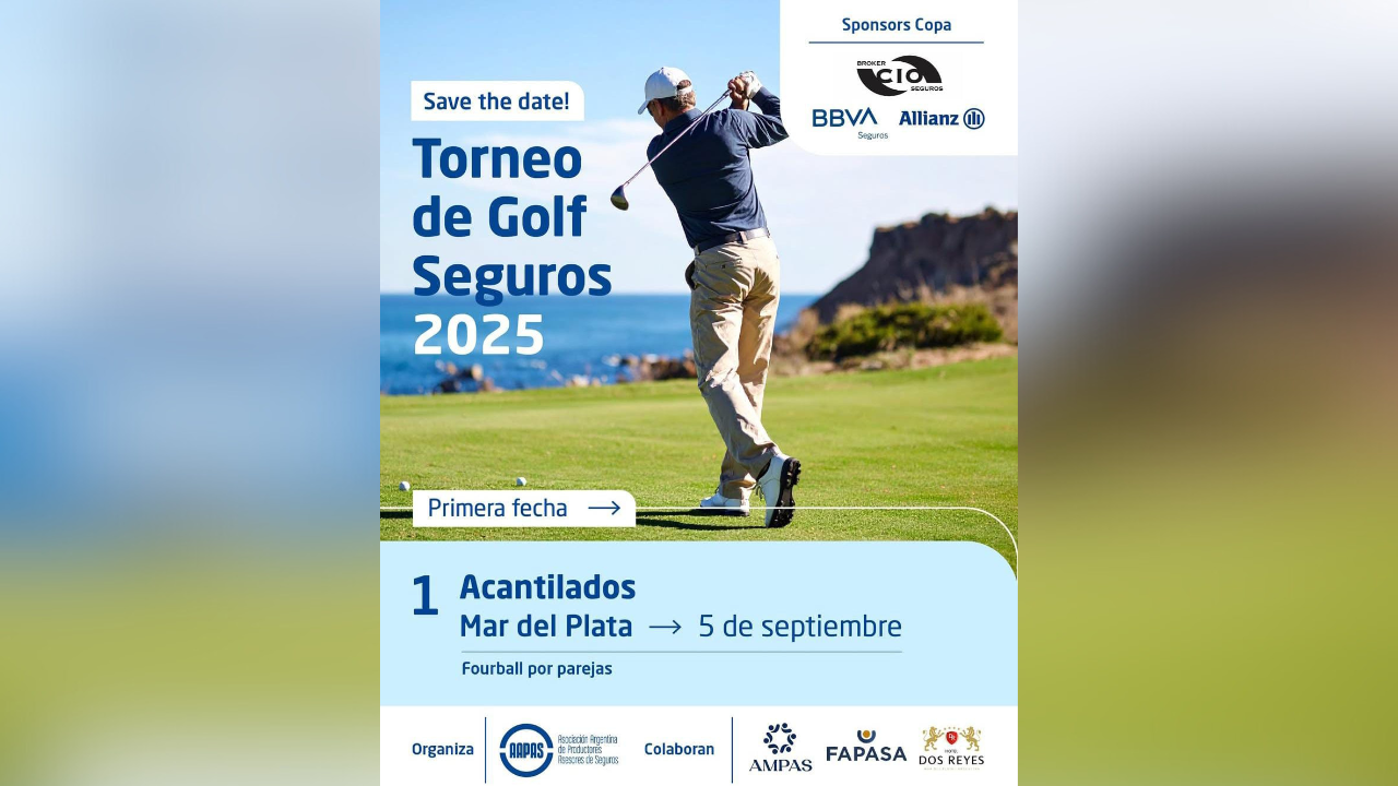 Llega la primera fecha del Torneo de Golf Seguros 2025. Se llevará a cabo el próximo 5 de septiembre en Acantilados Golf Club, Mar del Plata.
